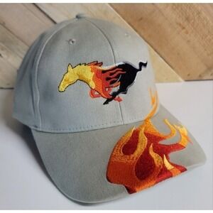 Mustang Horse Running Flames Paramount Adjustable Custom Embroidered Hat NEW